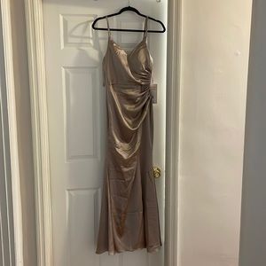 Revelry Satin Rory Dress Taupe 704